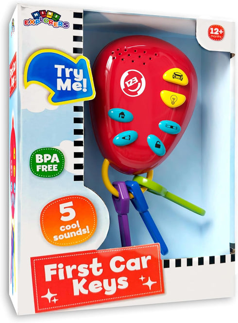 Lollipop Kids Car Keys Sensory Baby Toy, Teething Keys, Baby Rattle, All-in-One Sensory Toys for Babies