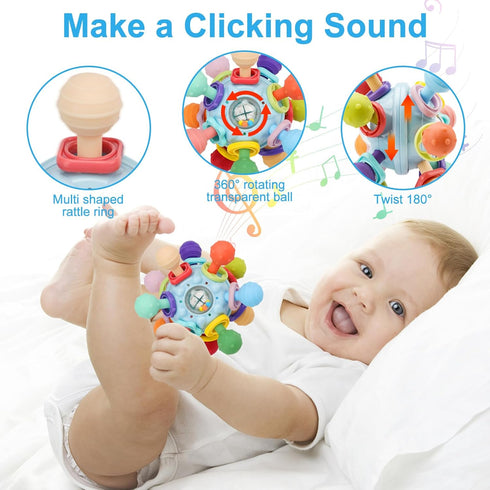 Baby Montessori Sensory Toys for 0-6 & 6-12 Months, Food Grade Teething Toys for Babies 0-18 Months, Developmental Gifts