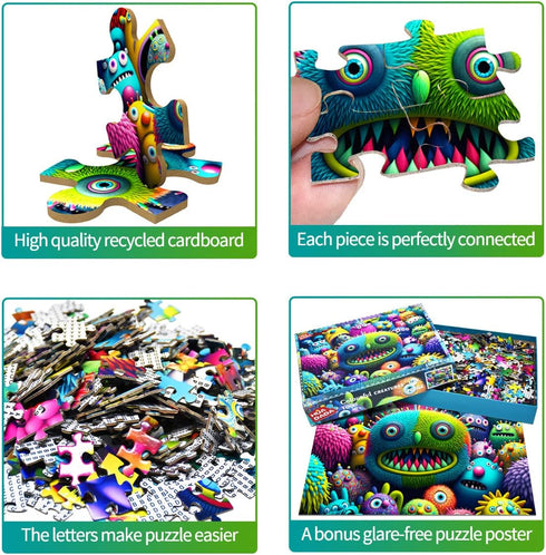HUADADA 1000 Piece Puzzles for Adults - Colourful Creatures Educational Games for Home Decoration