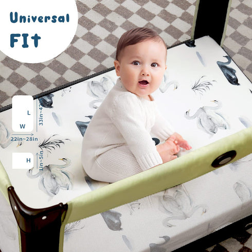 Pack 2 Pack, Pack n Play Sheets Fitted Stretchy Ultra Soft Jersey Knit and Play Sheets, Universal Fitted Portable/Mini