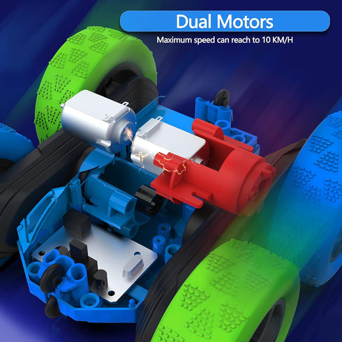 360 4WD 2.4GHz Hamdol Remote Control Car for Kids, Rotating Double-Sided RC Car with LED Headlights, Electric