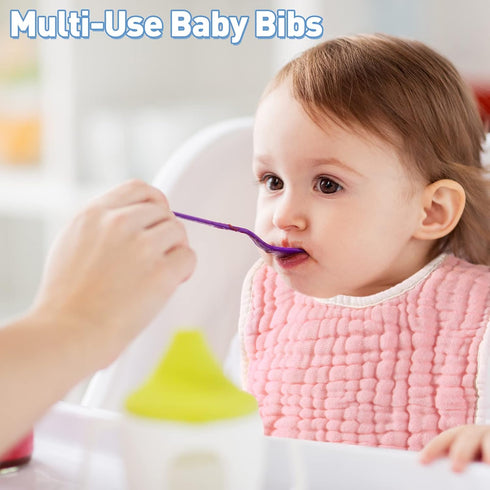 50 6 Tatuo Pcs Muslin Baby Bibs Bulk Muslin Cotton Teething for Boy Girls Burp with Snap, Baby Bandana Drool Absorbent