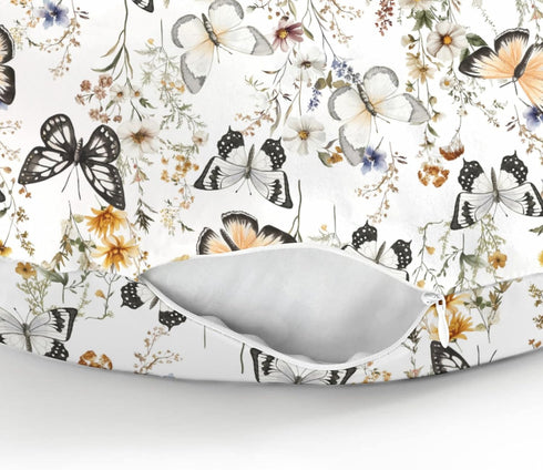 Summer Boho Floral Butterflies Nursing Pillow Covers for Boy Girl Vintage Wildflowers Leaves Nursery Feeding Pillowcase