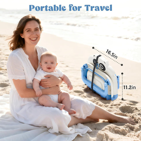 0-24 Foldable Baby Bathtub, Lightweight Bathtub for Infants to Toddlers with Soft Cushion & Thermometer, Portable Baby