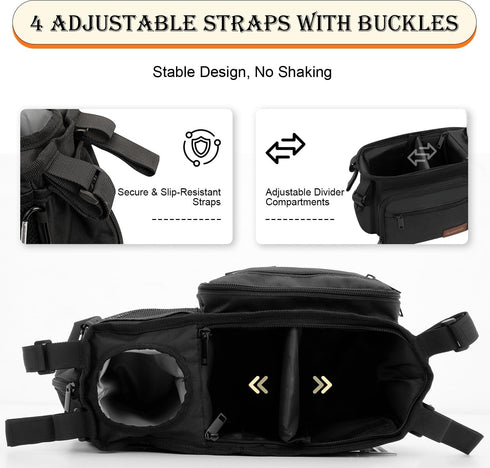 Generic 14"-19" Stroller Organizer Bag with Insulated Cup Holder & Adjustable Dividers, Non-Slip Stroller Caddy