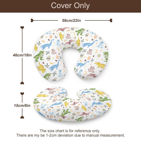 KuphiL10C Cartoon Dinosaur Moon Stars Leaves Pattern Nursing Pillow Cover, Unisex Removable Breastfeeding Pillowcase