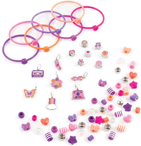 Make It Real DIY Fashion Beaded Bangle Bracelets, Create 7 Bracelets, 71pcs All-in-1 Jewelry Kit for Girls Ages 8+