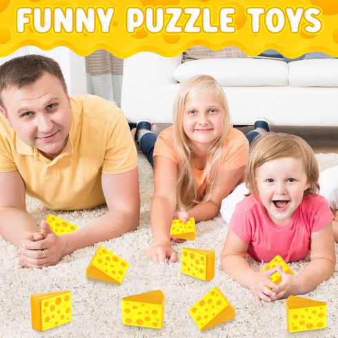 Libima 24 Pcs Cheese Stress Toys Bulk Fake Cheese Party Favors Foam Squeeze Stretchy Food Stress Ball Miniature Block