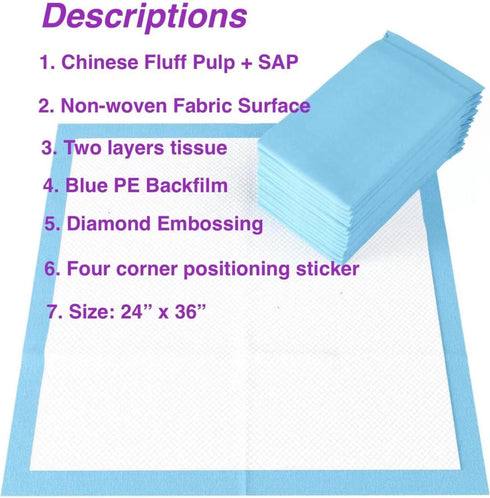 Top Sandera 24" 36" (20 All Purpose Disposable Underpads X Pads) As Floor Bed Chair Incontinence Protector for Adult