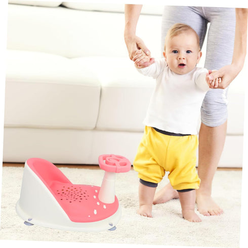 Toyvian Suction Cups Bath Seat Comfortable Non Slip Bath Chair with Quick Drainage System Portable Design for Home