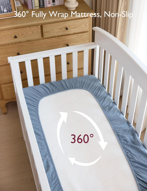 Momcozy 38''x26'' Pack Pack 2 Pack Muslin Mini Crib Sheets Fitted - and Play Sheets for N Play Mattress, Soft