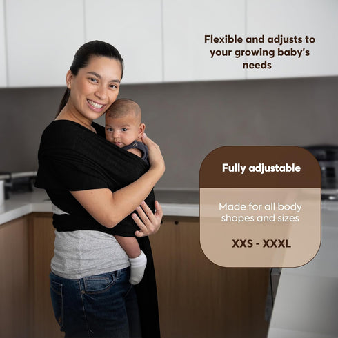 ELDOMA (7-35 lbs 3-15kg) Black Baby Wrap Carrier - Lightweight, Breathable Baby Sling, Hands Free Baby Carrier Sling