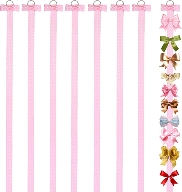 Bremorou 8 Pcs Bow Organizer for Girls Pink Bow Holder For Girls Hair