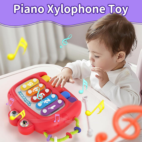 4 in 1 Baby Toy for 6-18 Months, Learning Toys for Babies, Busy Cube, Stacking Toys, Unicorn Pull String Toy