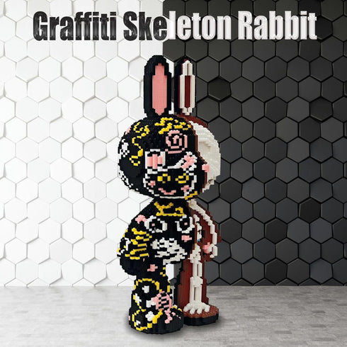 Animal Graffiti Skeleton Rabbit Micro Building Blocks Set (8000PCS, 55cm High) - Gift for Adults and Kids
