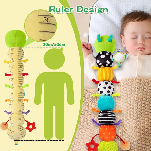 CAHILON 0-6 6-12 Tummy 3 6 9 12 18 Baby Sensory Toys Months, Musical Plush Animal Stuffed Caterpillar with Crinkle