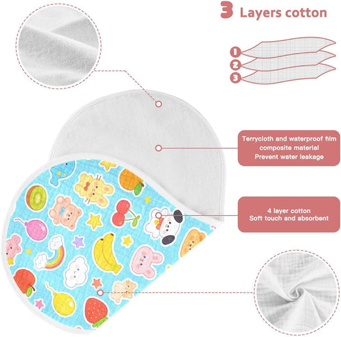 decor gift 4 Pack 22x11in Cotton Burp Cloths Baby Easy Care Cartoon Cute Animals Milk Spit Up Cloth for Unisex Babies