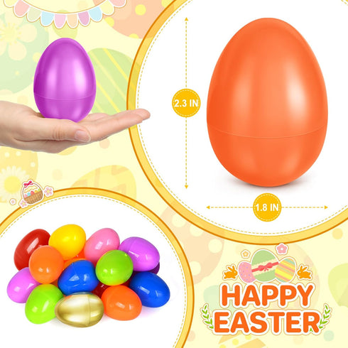 2.3 60 1 SpringFlower Unfilled Easter Eggs, pcs Colorful Egg Plus Golden Egg, Empty Plastic Eggs Fillable with Candy