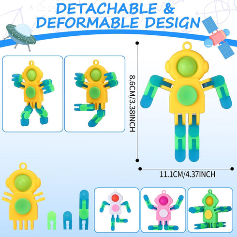 24Pcs Pop Fidget Spinners Bulk - Deformable Astronaut Fidget Spinner Keychain for Kids Adults Christmas Favors