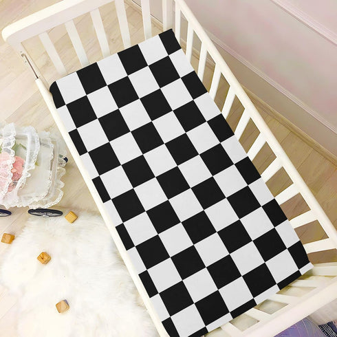 Emelivor Pack 52x28IN Checkerboard Plaid Crib Sheets for Boys Girls and Play Sheets Breathable Mini Crib Sheets Fitted