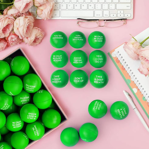 100PCS SHQDD Stress Balls, Stress Balls for Adults, Soft Sponge Squeeze Toys with Inspirational Quotes, Office