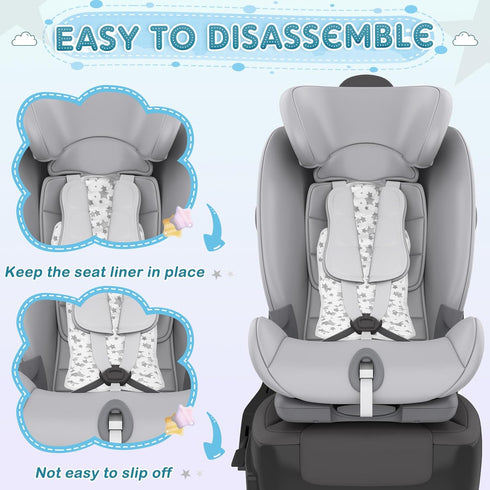Pinkunn Gel Car Seat Cooler Pad - Breathable Ice Cooling Pad for Summer Chair, Stroller, Baby Dining Chair (Gray Star)