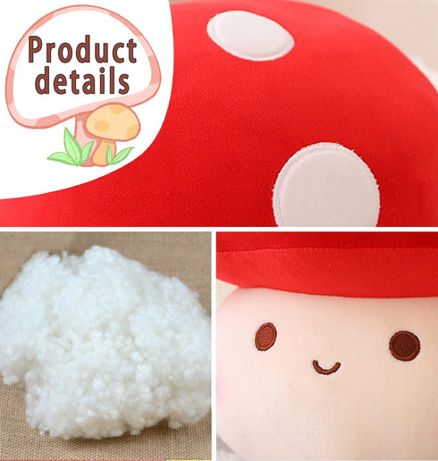 Large Mushroom Plush Toy - Stuffed Animal Hugging Throw Pillow for Birthday or Valentine Gift