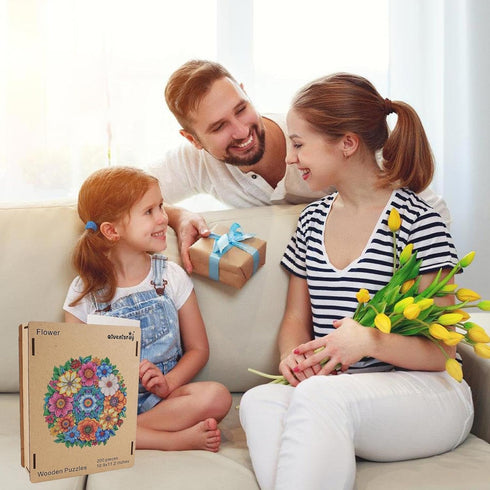 200 12.4x11.4 Qiuenisray Mother's Day Wooden Puzzles for Adults Pieces, Spring Flower Jigsaw Puzzles for Woman