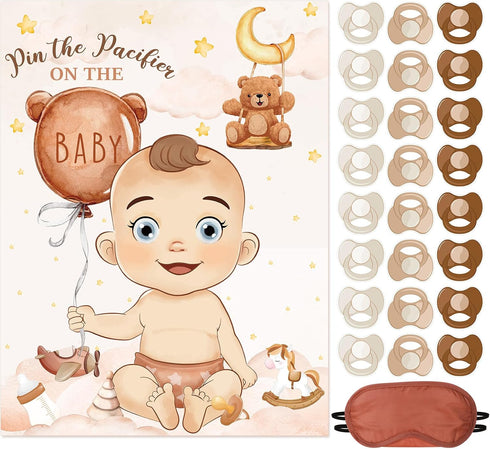 Faccito Pin The Pacifier Baby Shower Games Bear Baby Shower Decorations Include Large
