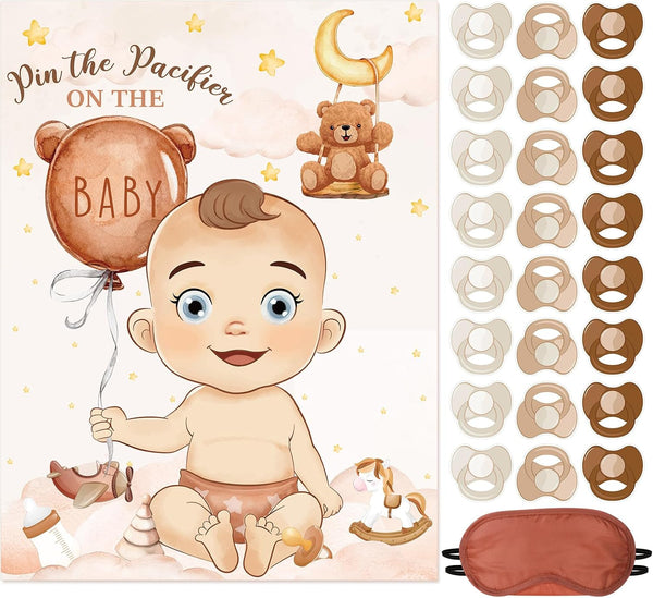 Faccito Pin The Pacifier Baby Shower Games Bear Baby Shower Decorations Include Large