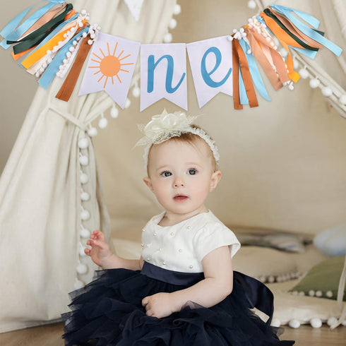 1st High Chair Banner Happy Birthday Banner Boy, First Birthday Sun Highchair Banners Decorations, You Are My Sunshine