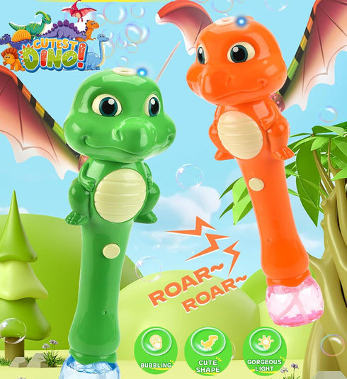 3-16 Bubble Wand Dinosaur Toys Bunny Bubble Maker Machine for Boys,Blingbrione Auto Dino Bubble Blower Green Orange