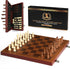 Set 15.4" Strong Magnetic Chess for Adults & Kids, Leather Chess Board & Handcrafted Wooden Chess Pieces with Storage