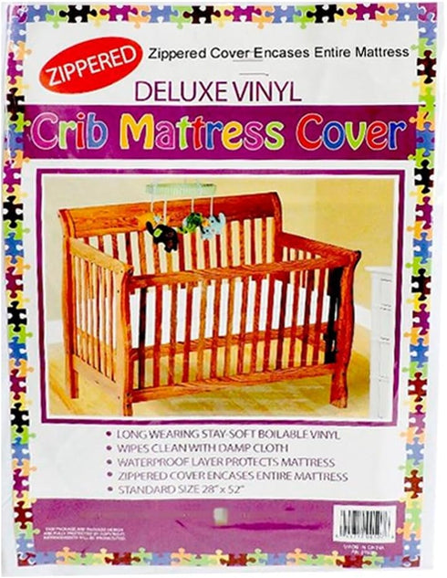 28" 52" Deluxe Vinyl Zippered Crib Mattress Cover Full Encasement x Standard Size Waterproof White