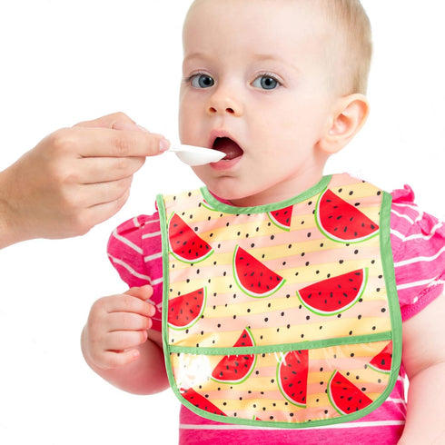 6Pcs Baby Feeding Bibs, Waterproof Toddler Bib Set with Crumb Catcher Pocket for 6-24 Months