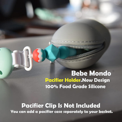 BebeMondo Pacifier Holder with Zipper, Case for Diaper Bags & Travel, 100% Silicone Smart Mom Accessory