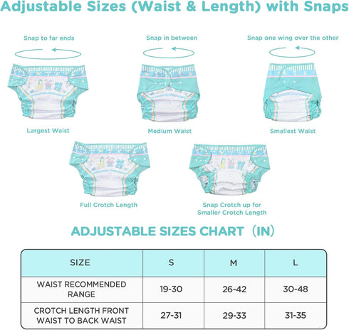 Littleforbig Adjustable Reusable Waterproof Cloth Adult Diaper Wrap Cover - Size M