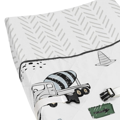 Sweet Jojo Designs Construction Truck Boy Baby Nursery Changing Pad Cover - Grey Yellow Black Blue and Green