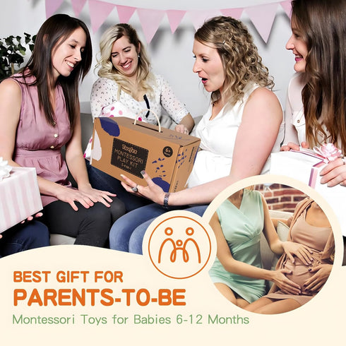 Montessori Toys for Babies 6-12 Months - 3 in 1 Play Kit with Spinning Drum, Tissue Box Toy, and Peekaboo Puzzle