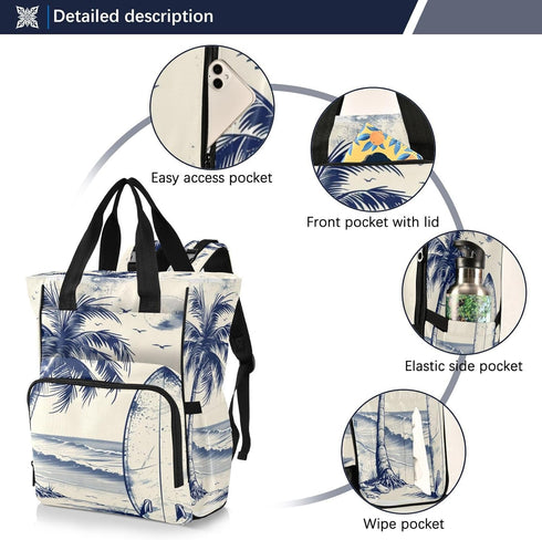 YANENDIE Backpack, Backpack Backpack Beach Surfboard Diaper Bag Unisex Travel Baby Diaper Bags with Stroller Straps