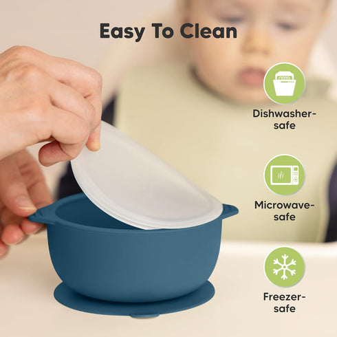 2-Pack KeaBabies Baby Bowls with Suctions, Lids - Silicone Toddler Suction Bowls for Baby Boy, Girl, Kids, Food Grade