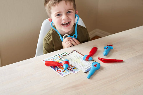 Green Toys Doctor's Kit, Red/Blue - 9 Piece Pretend Play Toy, BPA Free, Made in USA
