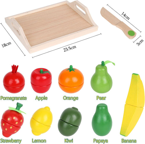 CARLORBO 2 Set Kitchen,9 Wooden Toys for Year Old - Pretend Play Food for Kids Play Cuttable Toy Fruit and Veg
