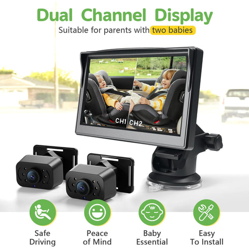 IPOZITO 2 5 inch 1080P Car Camera for Baby Monitor for Kids Display HD Dual-Channel Baby Car Camera with IR Night