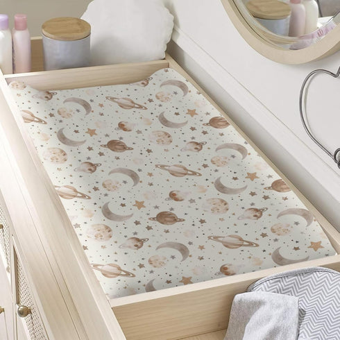 KuphiL10C Girls-16x32 Outer Space Planets Moon Stars Pattern Baby Changing Pad Cover, Unisex Space Nursery Diaper
