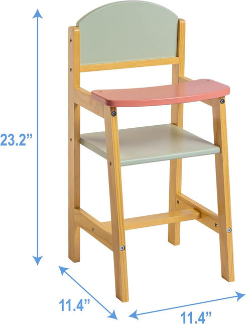 JC Toys Parfait Collection - Deluxe Wooden Doll Toy High Chair for Dolls and Stuffed Animals up to 20"