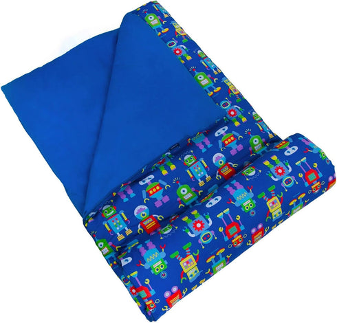 Wildkin Kids Sleeping Bags for Boys and Girls, 57 x 30 x 1.5 Inches, Cotton Blend, Ideal for Camping & Parties (Robots)