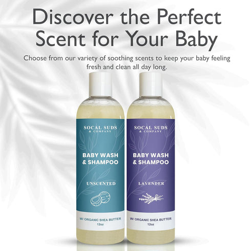 1 Pack 12oz SoCal Suds & Company Baby Body Wash & Shampoo - Shea Moisture for Sensitive Skin - Fragrance Free Hair