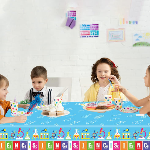 chiazllta Set of 3 Science Tablecloth Party Supplies, Mad Scientist Theme Laboratory Decorations for Kids