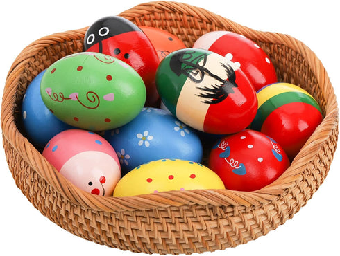 Peohud 24 Pack Wooden Egg Shakers - Maracas Percussion Musical Easter Eggs for Kids, Toddler Music Learning Toys